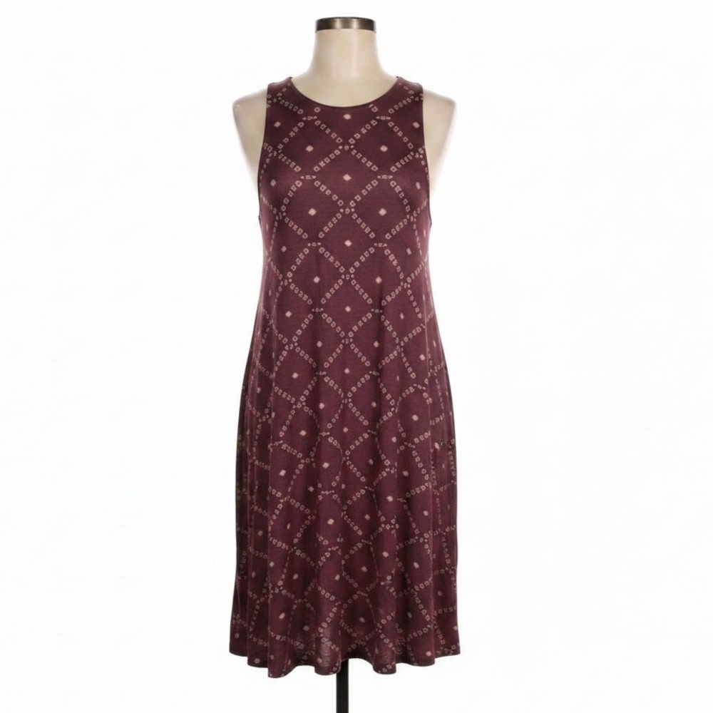 Ecote Urban‎ Outfitters Burgundy Geometric Diamond Swing Dress Womens Medium